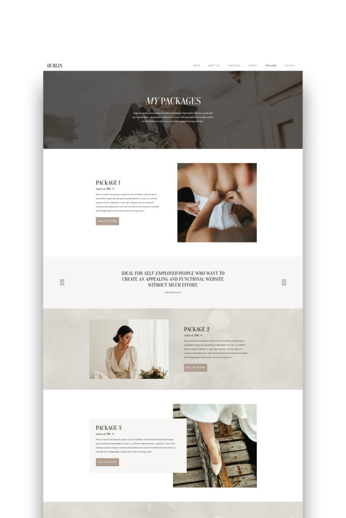 Responsive Template für Hochzeitsfotografen – klare Struktur