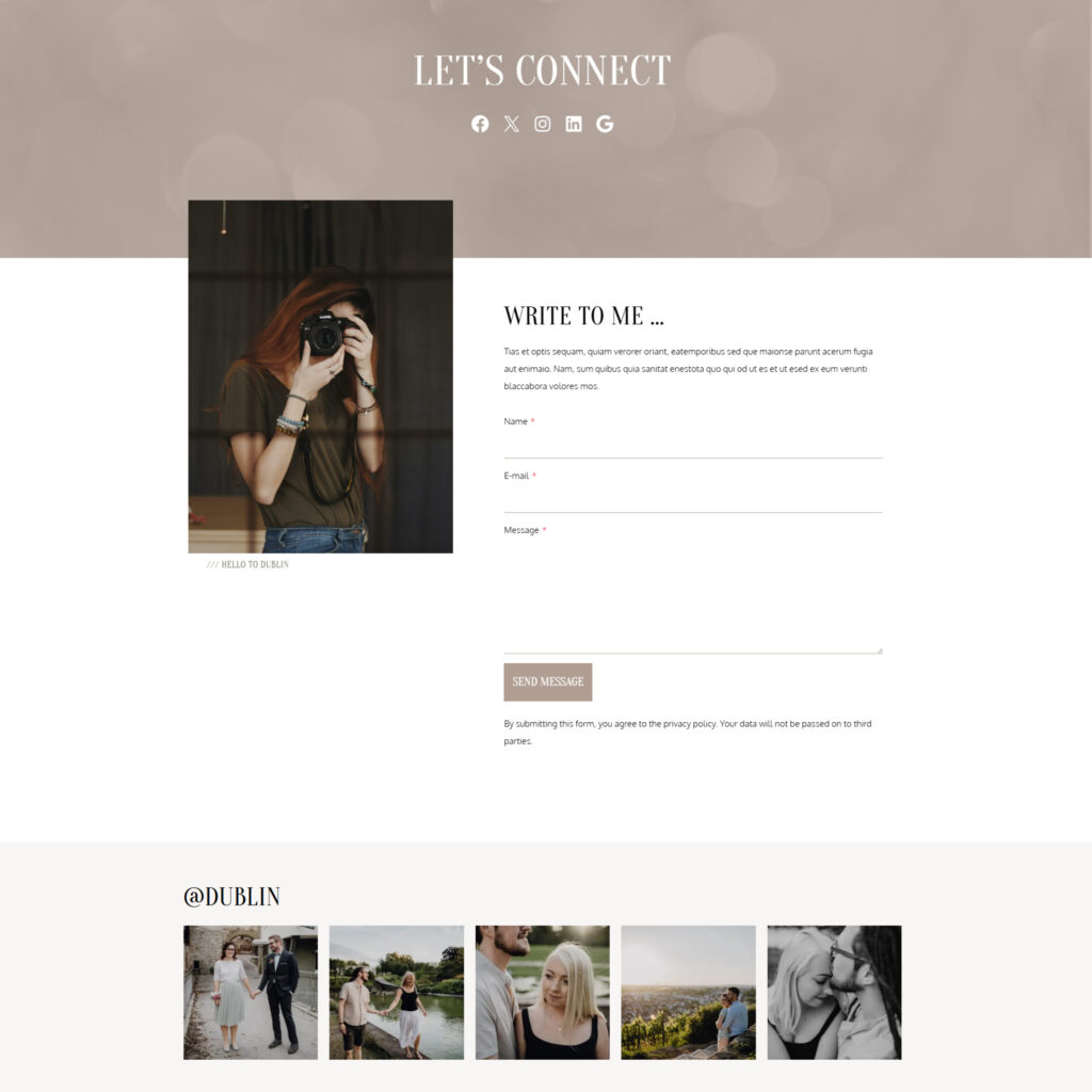 Website Vorlage für Hochzeitsfotografie – Kitea Webdesign