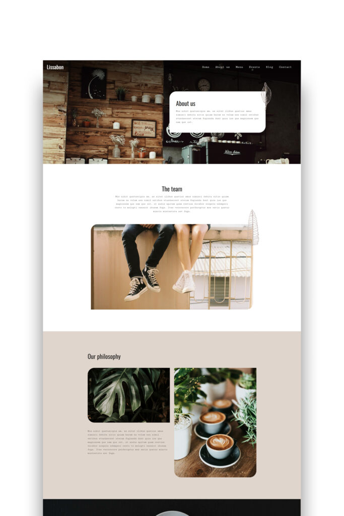 Website Vorlage für Café-Websites – stilvoll & individuell