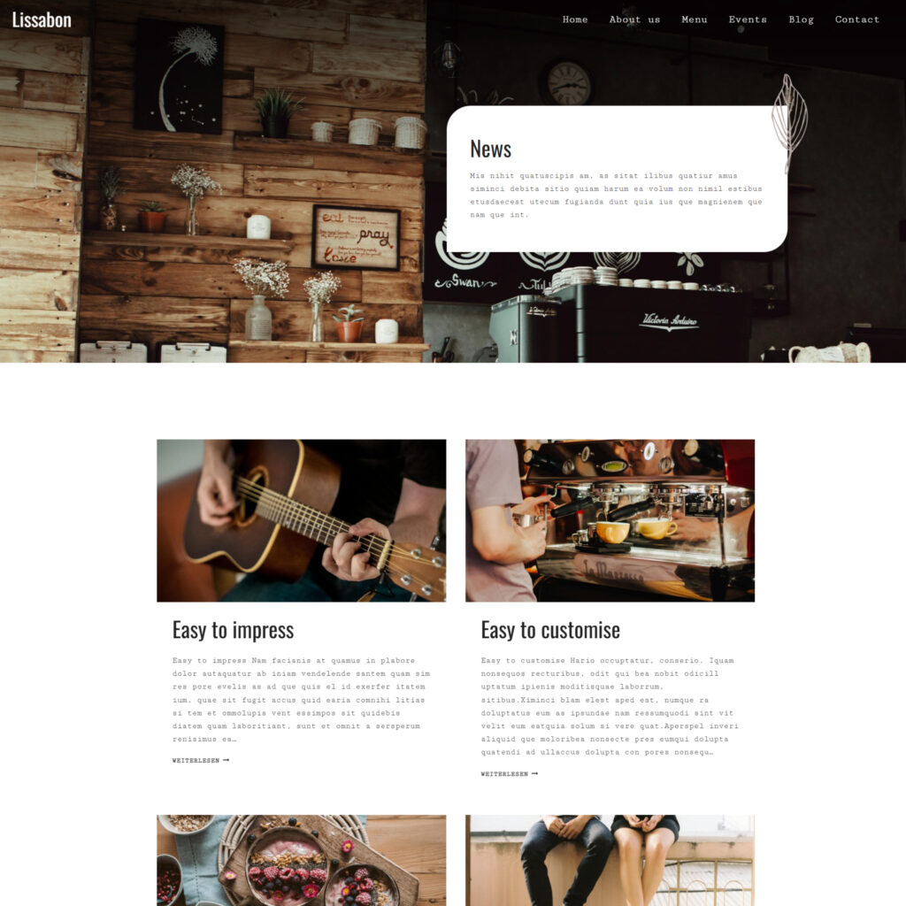 Responsive Website Vorlage für kleine Cafés