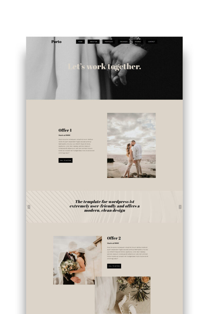 Professionelle Website Vorlage – Hochzeitsreportagen mit Stil